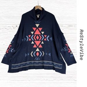 J. JILL Women’s Size L Sweater Western Oversized Fit Pullover Style Cowl Neck